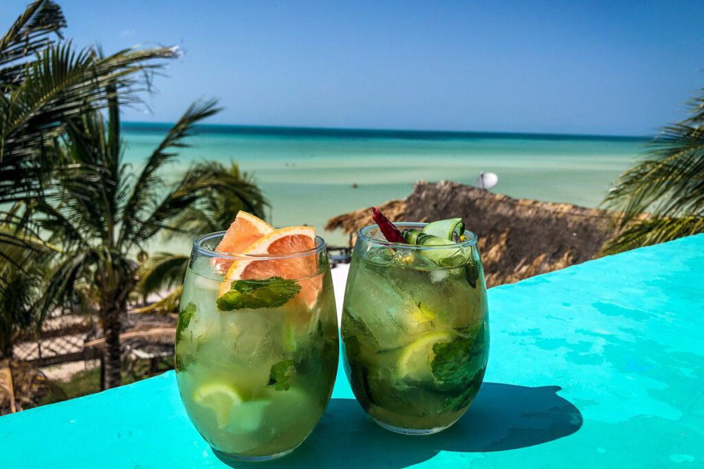 rooftop cocktails Isla Holbox Mexico