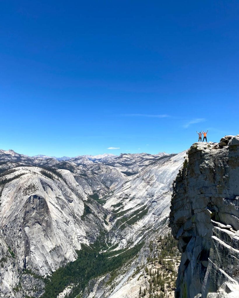 Shane & Paul atop Half Dome, Tuolumne Meadows in background Yosemite (Paul Fuchs)