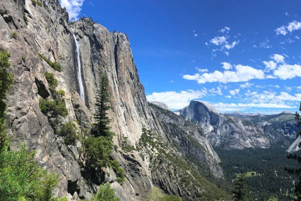 Upper Yosemite Fall at low flow and Half Dome Yosemite (Paul Fuchs)