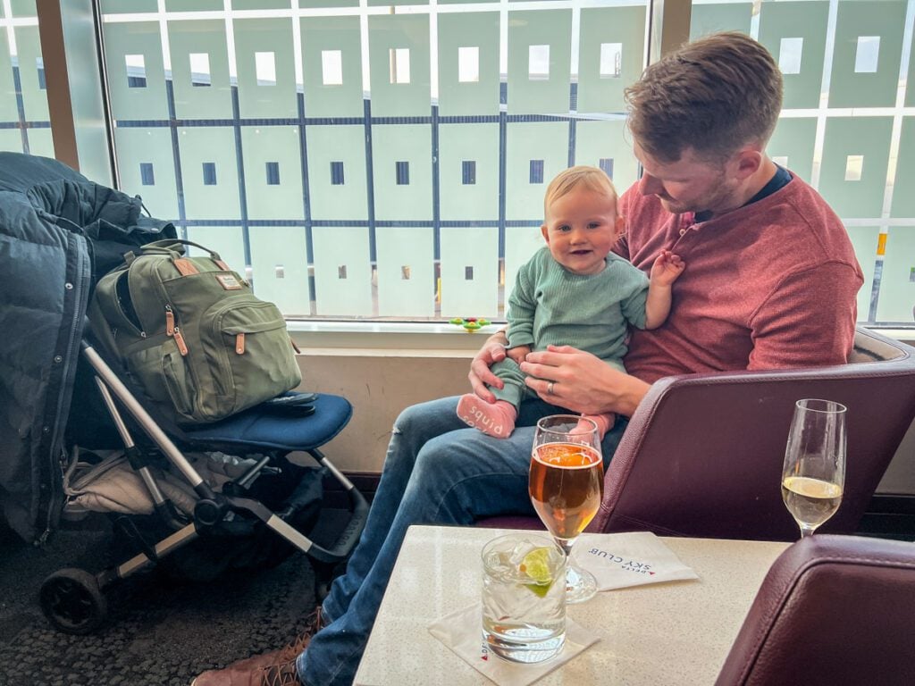 Airport lounge with a baby