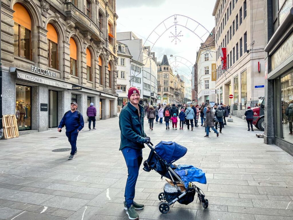 Basel Switzerland stroller travel with a baby tips