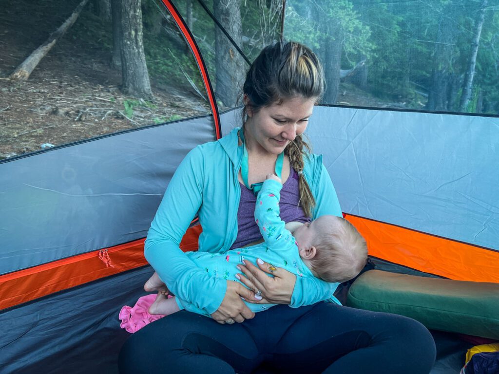Camping with a baby breastfeeding