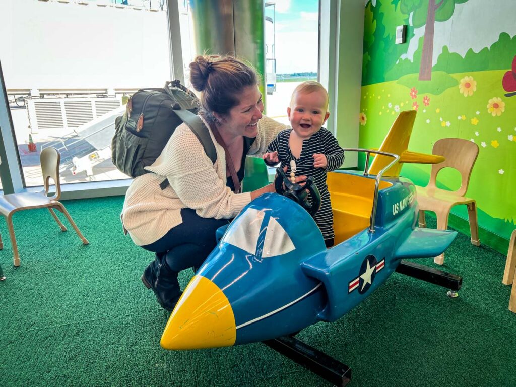 Flying with a baby airport play area