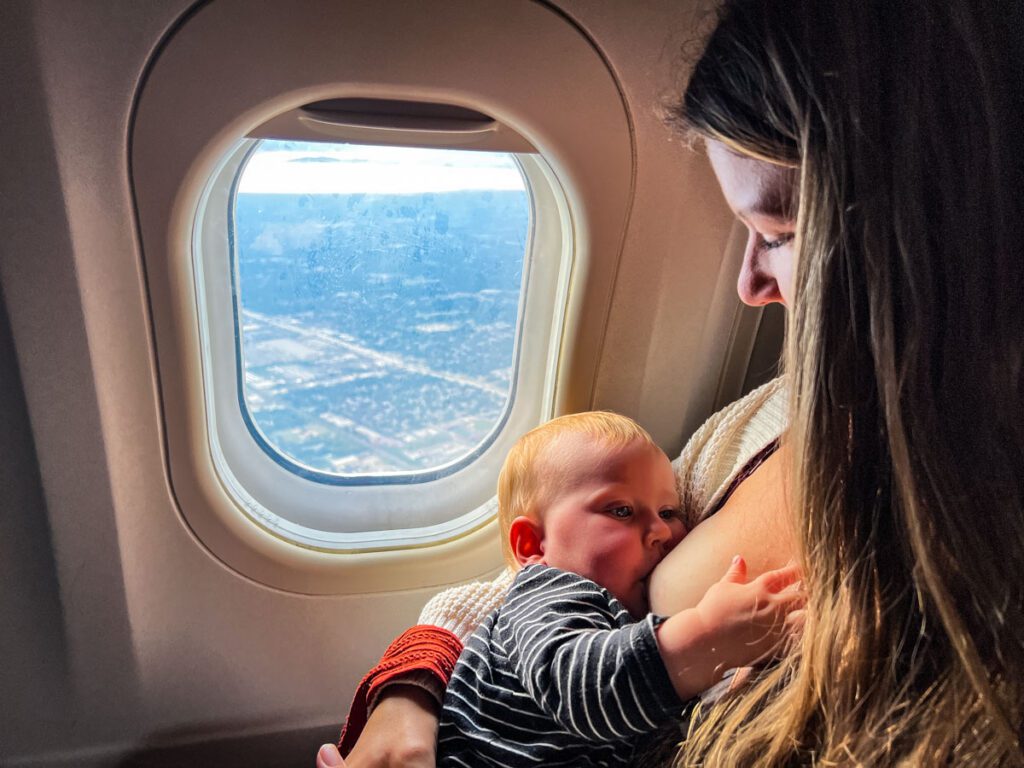 Flying with a baby breastfeeding