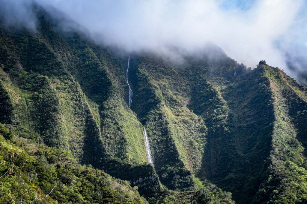 Na Pali Coast waterfall Kalalau Trail