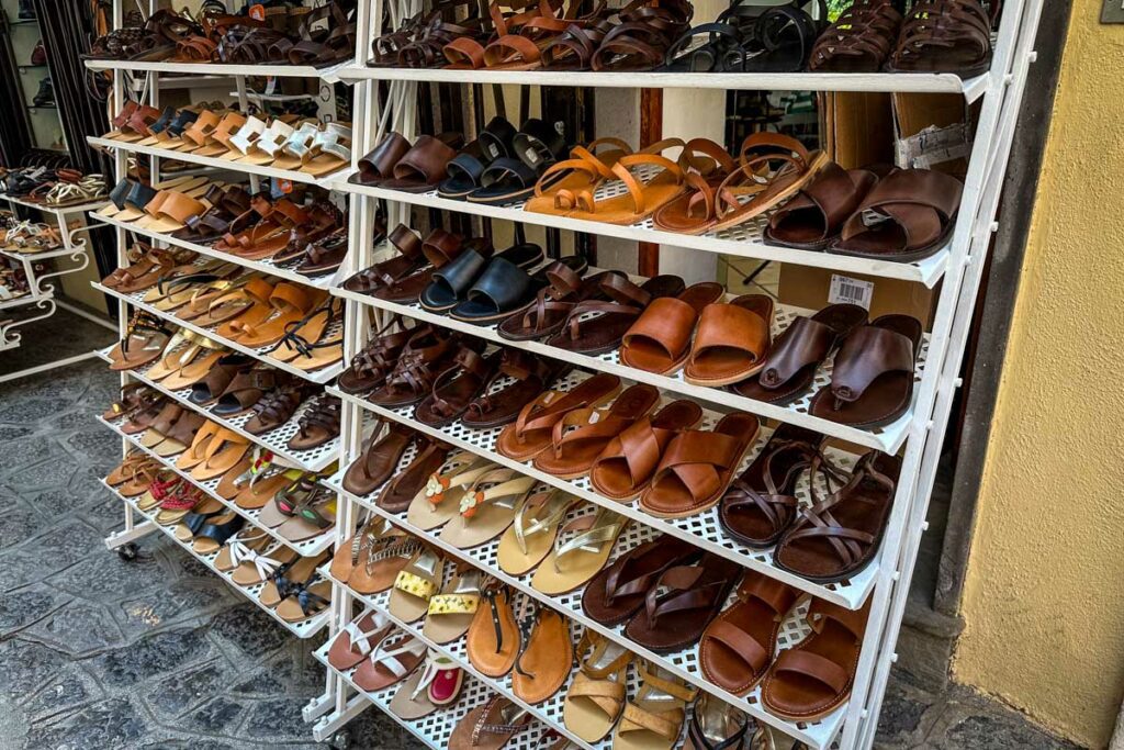 leather sandals in Positano Amalfi Coast Italy