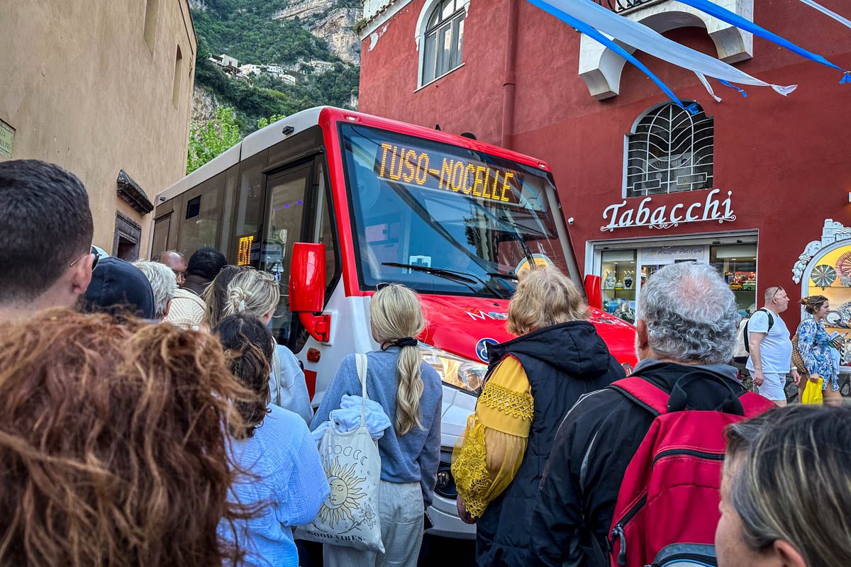 bus in Positano Amalfi Coast Italy