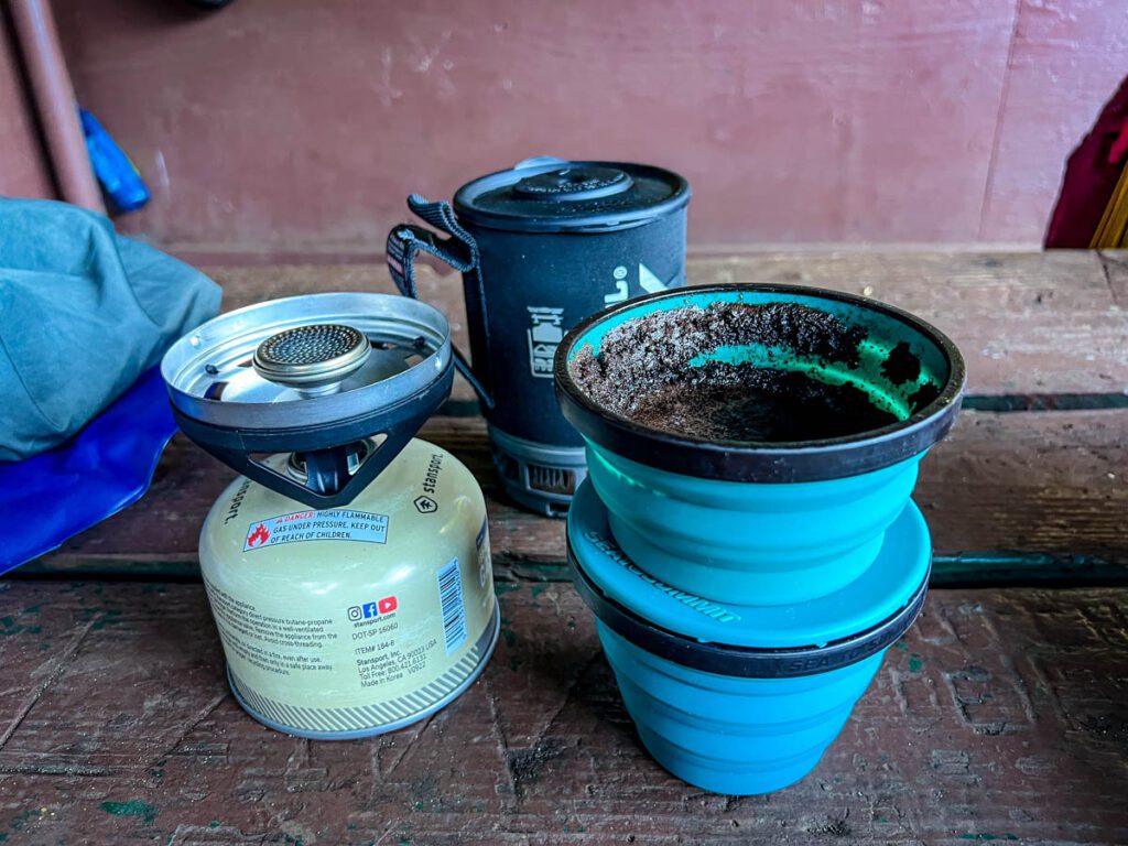 Backpacking coffee filter and Jetboil