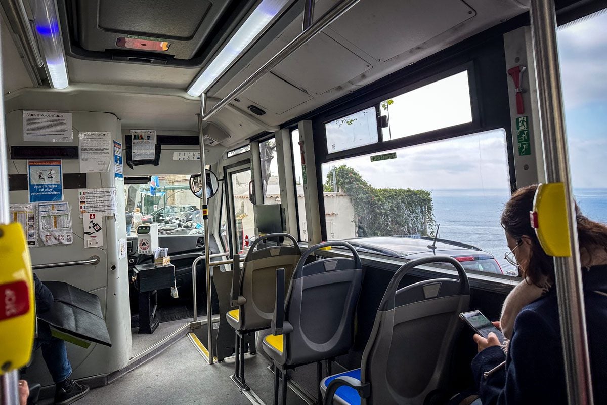 bus in Positano Amalfi Coast Italy