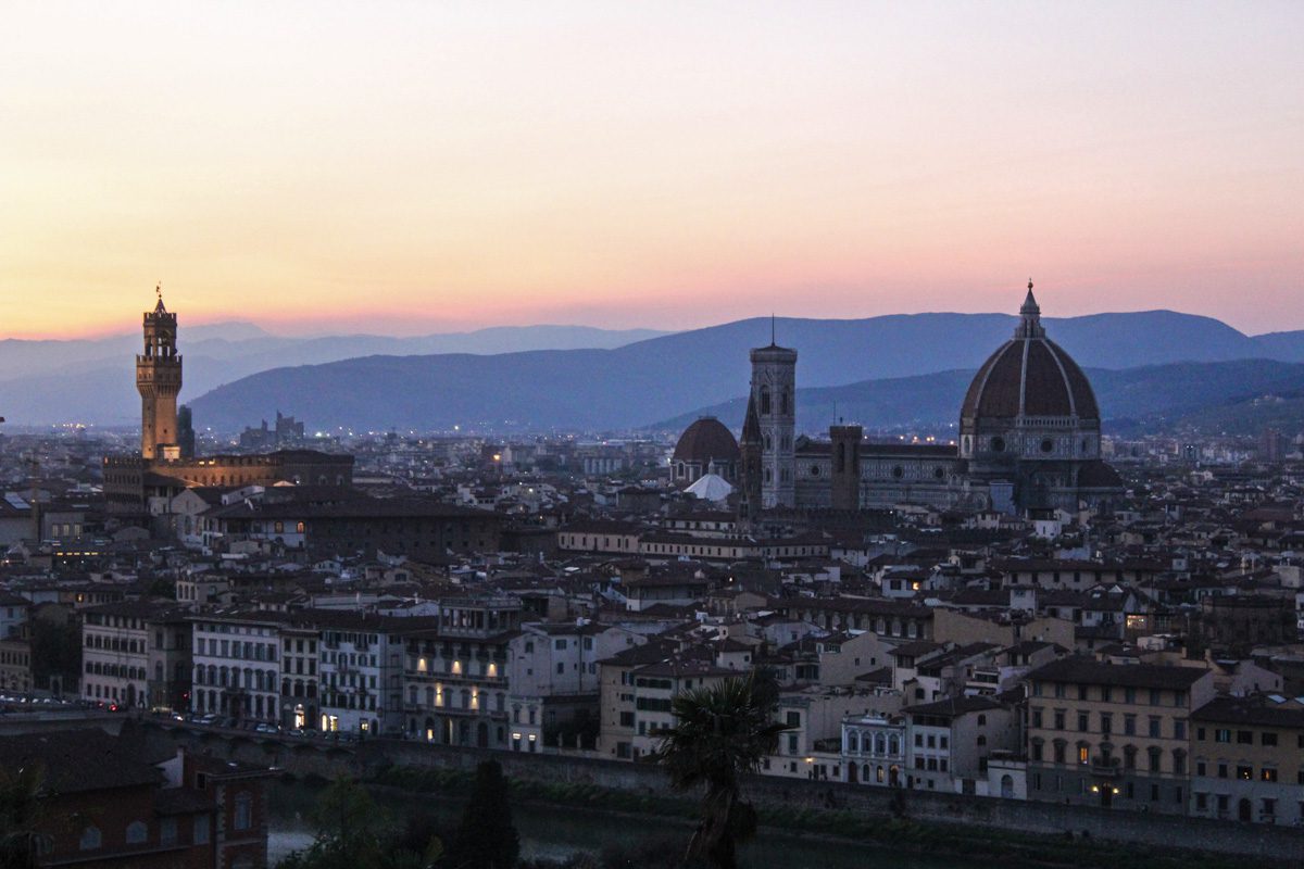 Piazzale Michelangelo sunset Florence Italy