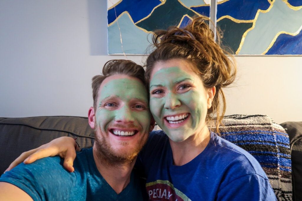 Face masks staycation babymoon