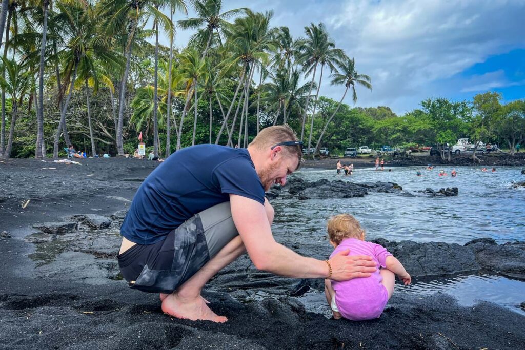 Punalu’u black sand beach Big Island Hawaii