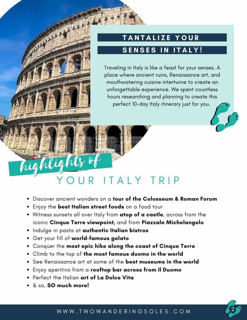 Italy Itinerary page 2 highlights