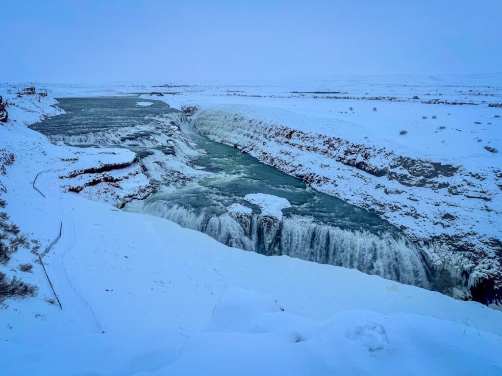 Gullfoss Falls Iceland in winter
