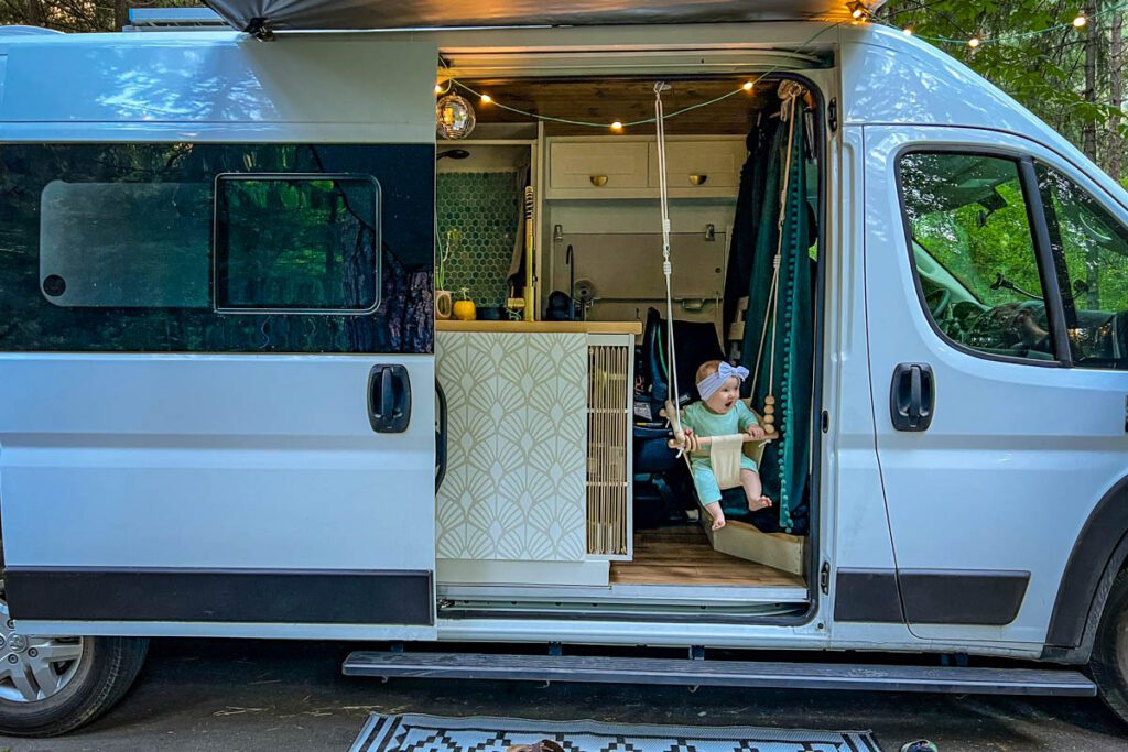 Campervan with a baby