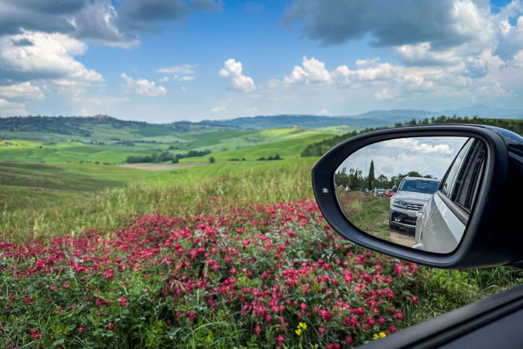 driving a rental car around Tuscany Italy