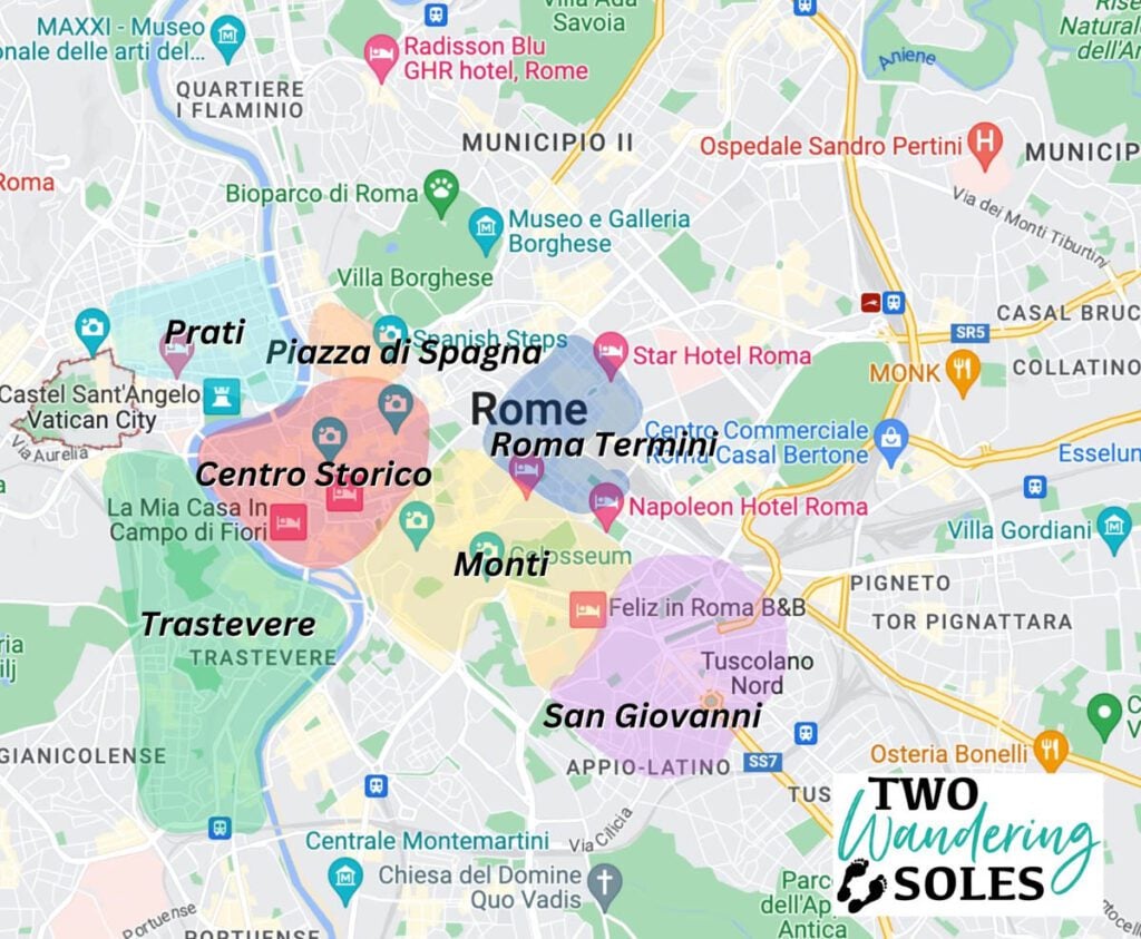 Where to stay in Rome map