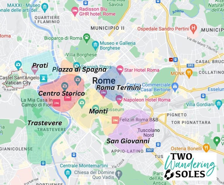 Where to Stay in Rome Neighborhood - Where To Stay In Rome Map 768x632