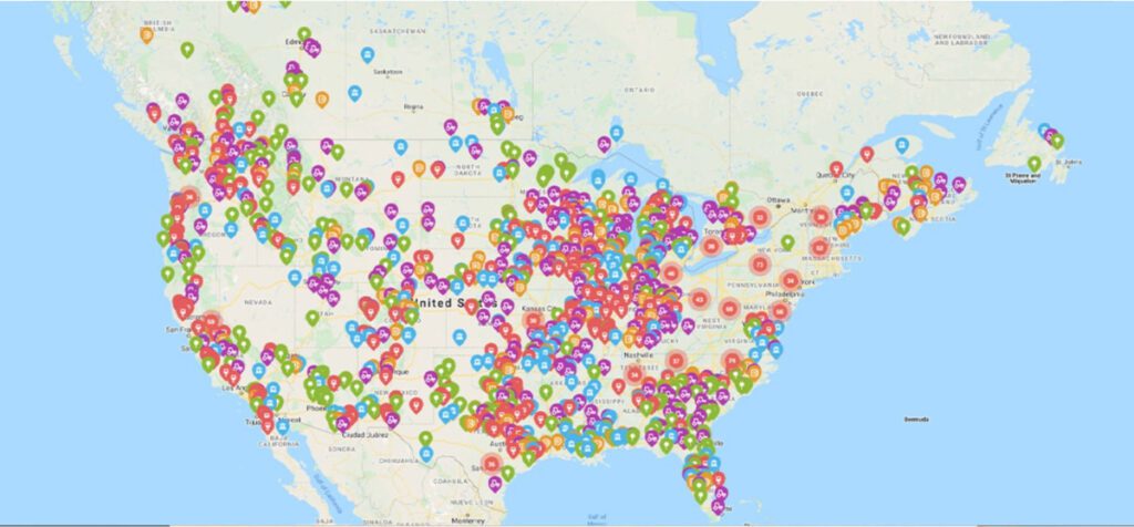 Harvest Hosts screenshot map