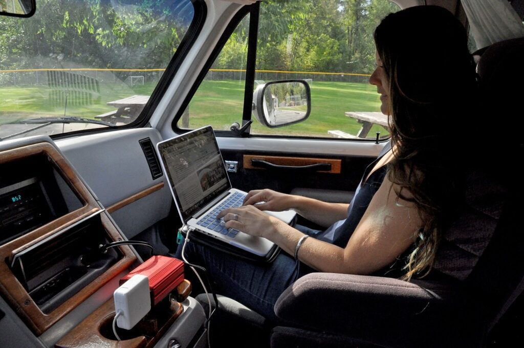 Campervan electronics laptop