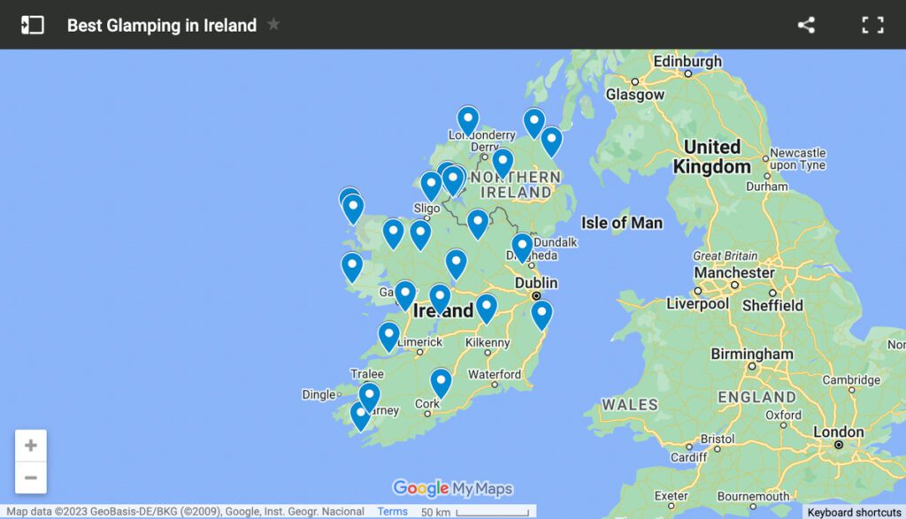 Ireland glamping map