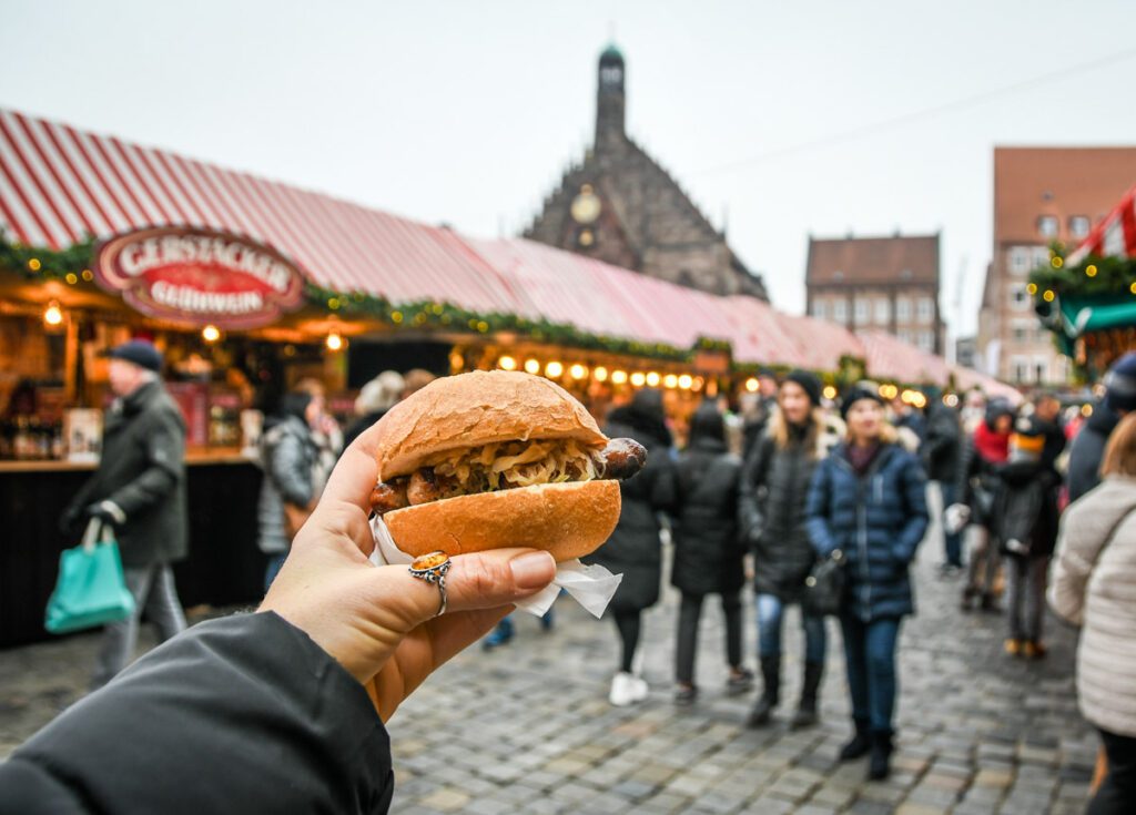 Nuremburg sausage Christmas market foods