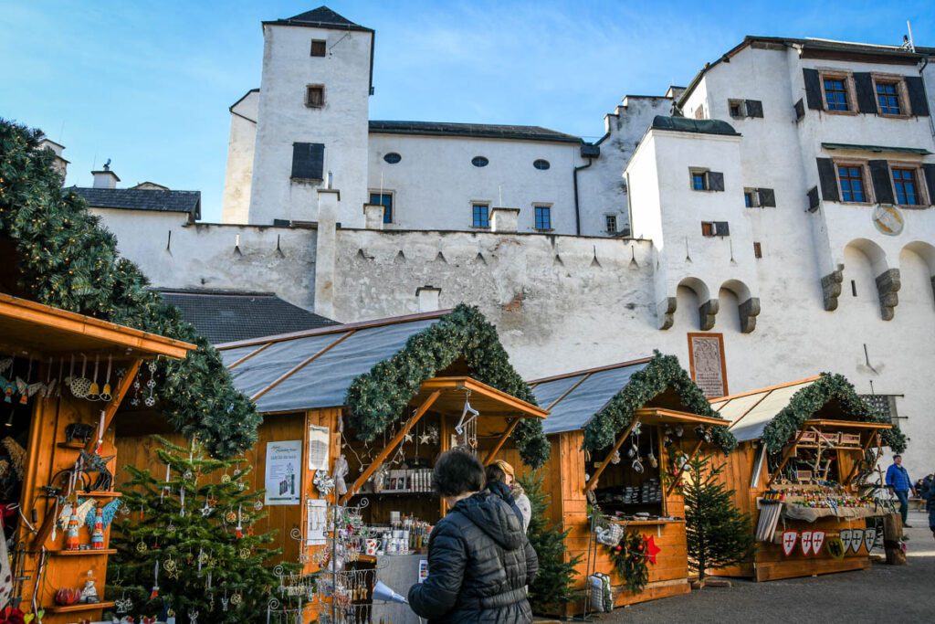 Salzburg, Austria fortress Christmas market