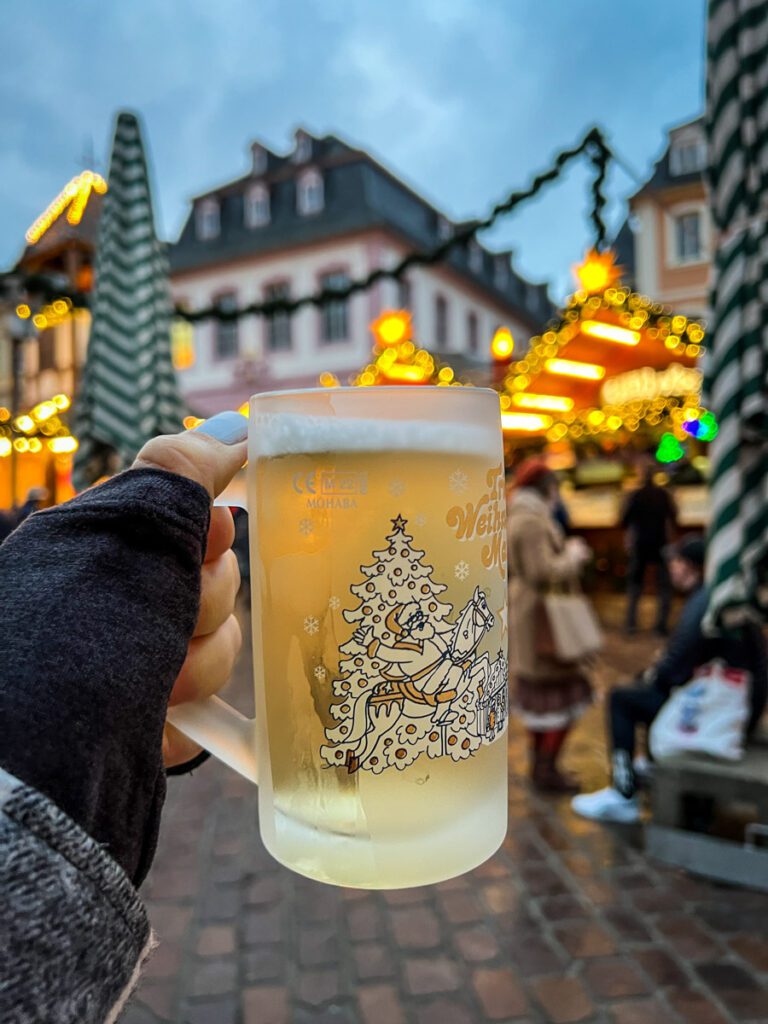 White Gluhwein Christmas market drinks