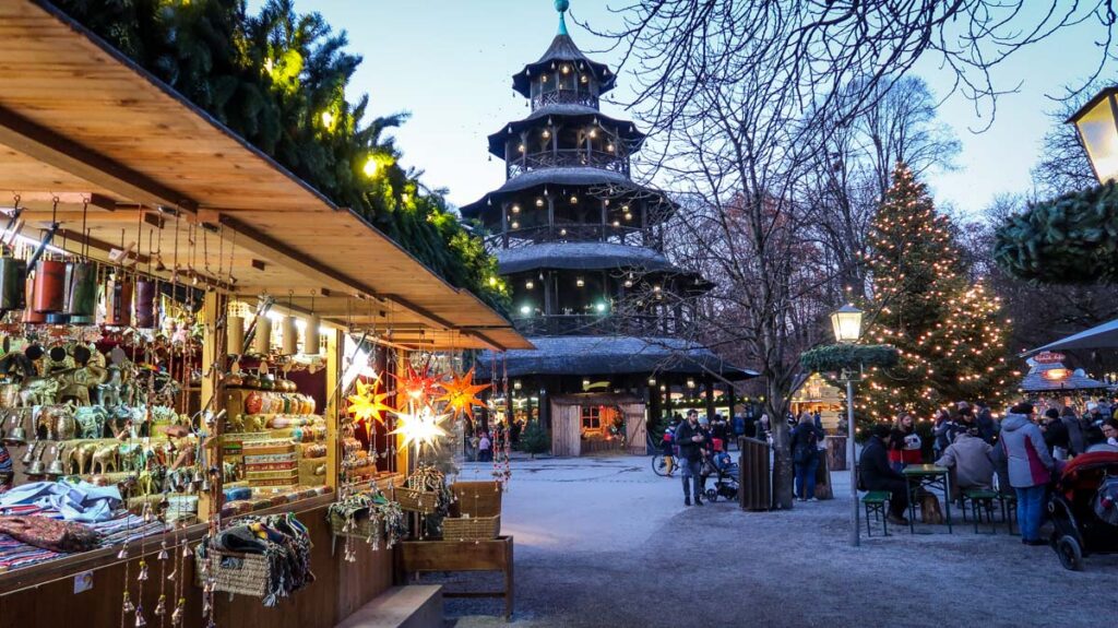 Chinese Tower Christmas market Munich, Germany