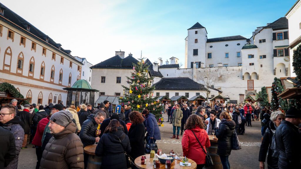 Salzburg, Austria fortress Christmas market