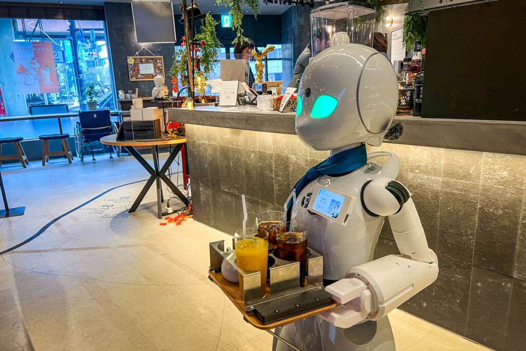 Dawn robot cafe Ginza Tokyo Japan
