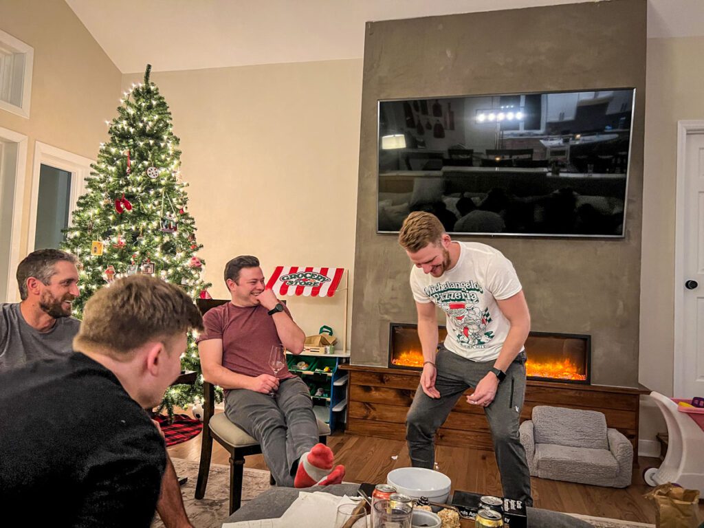 Playing games with family at Christmas time
