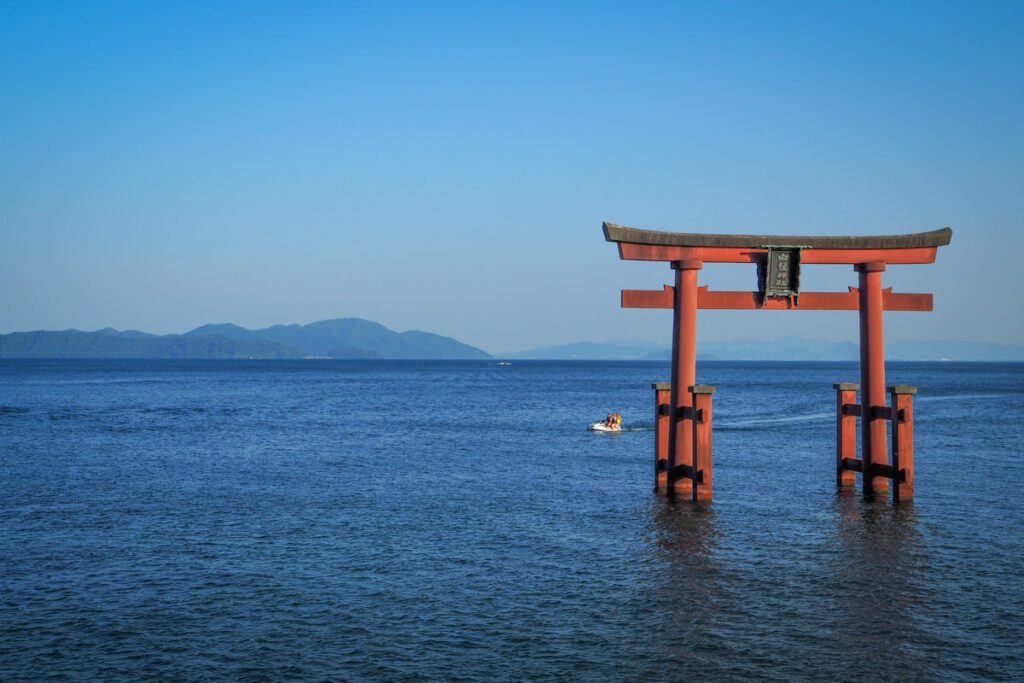 Shirahige Torii Lake Biwa Japan