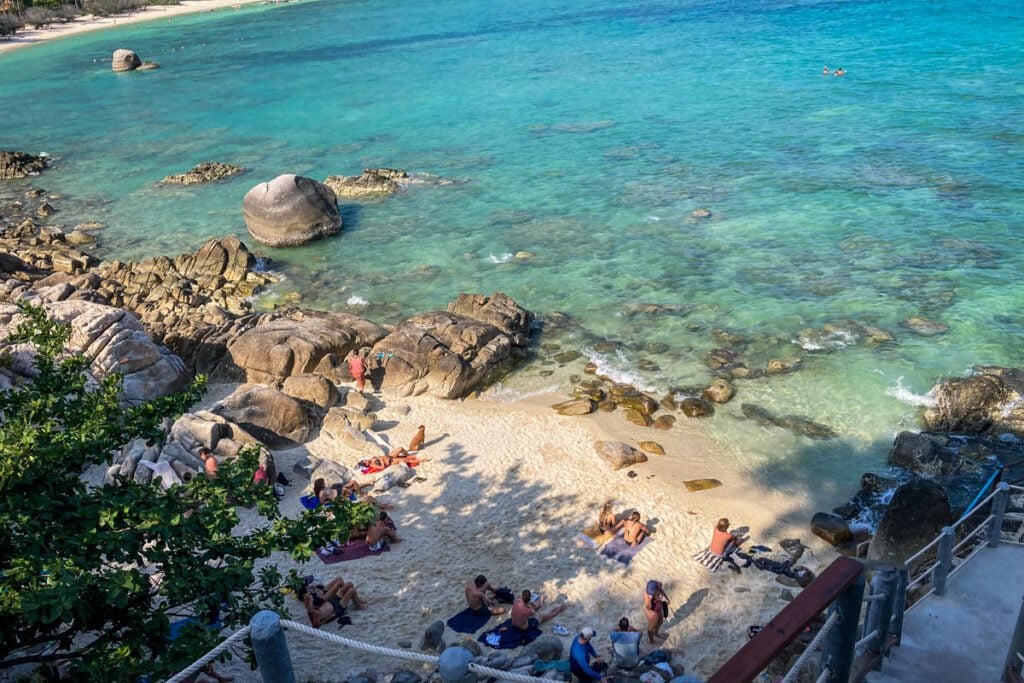 The small, free beach at Shark Bay, Koh Tao Thailand