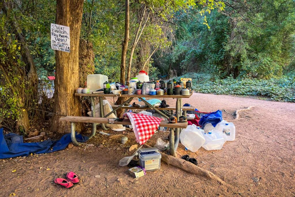 Havasu Falls campground trash Havasupai Arizona