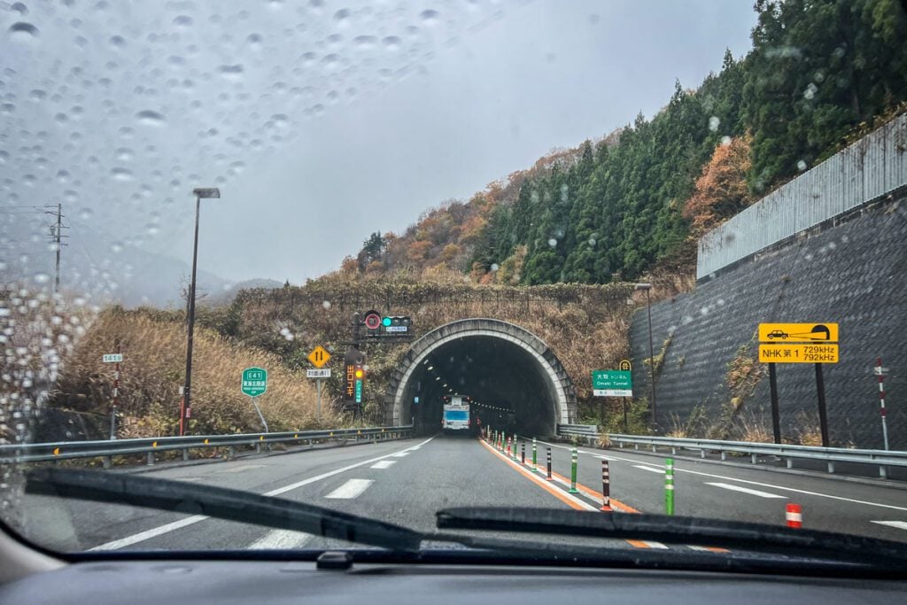 Driving in Japan tunnel