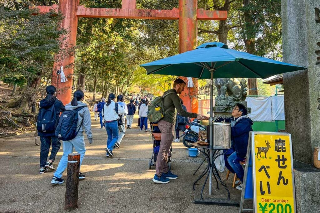 Deer cracker stand Nara Japan