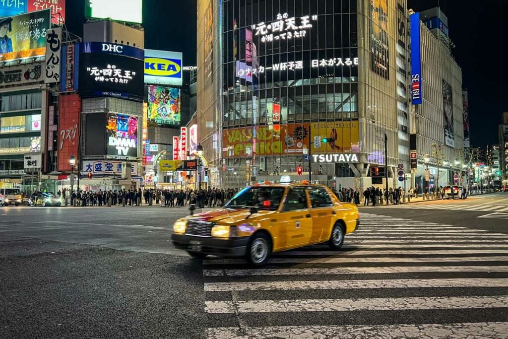 Taxi Shibuya Crossing Tokyo Japan