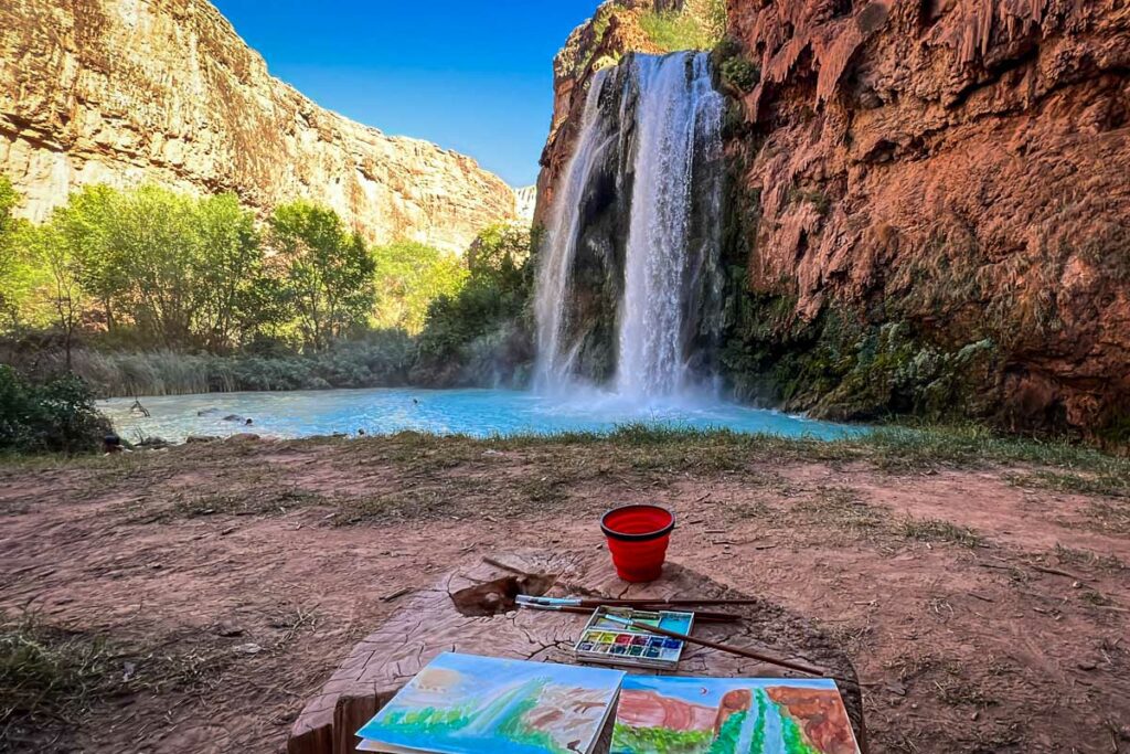 Watercolor Havasu Falls Havasupai Arizona USA