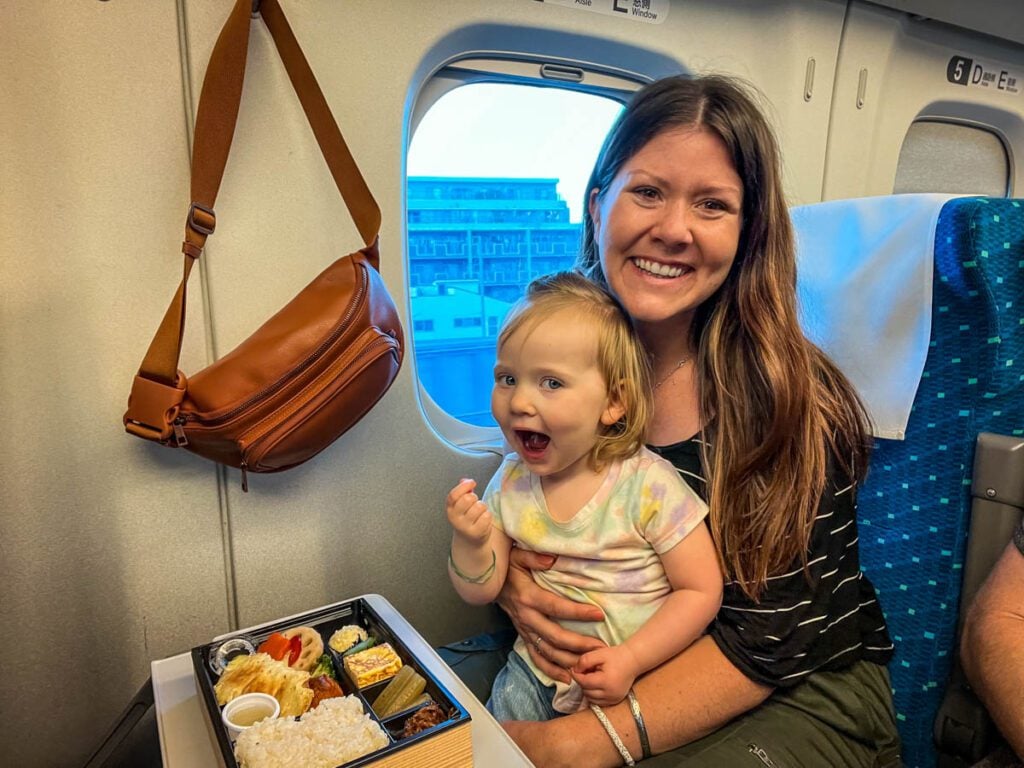 Japan Trains eating on a Shinkansen