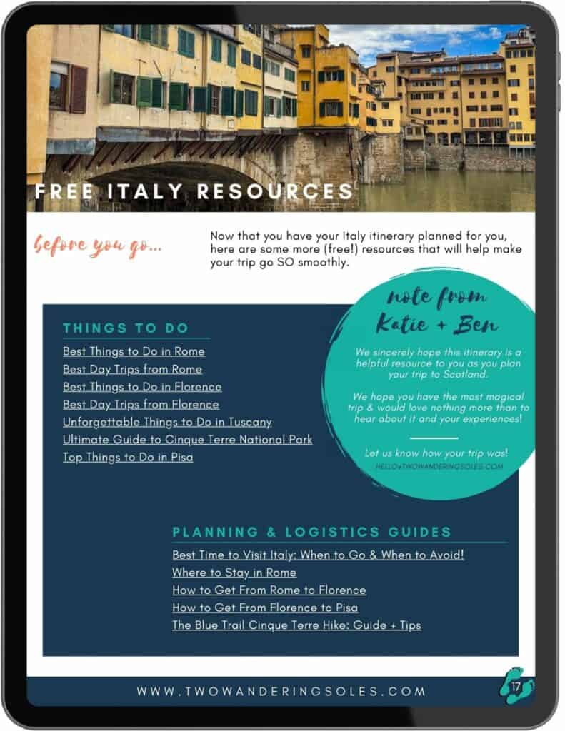 Classic Italy itinerary preview - resources