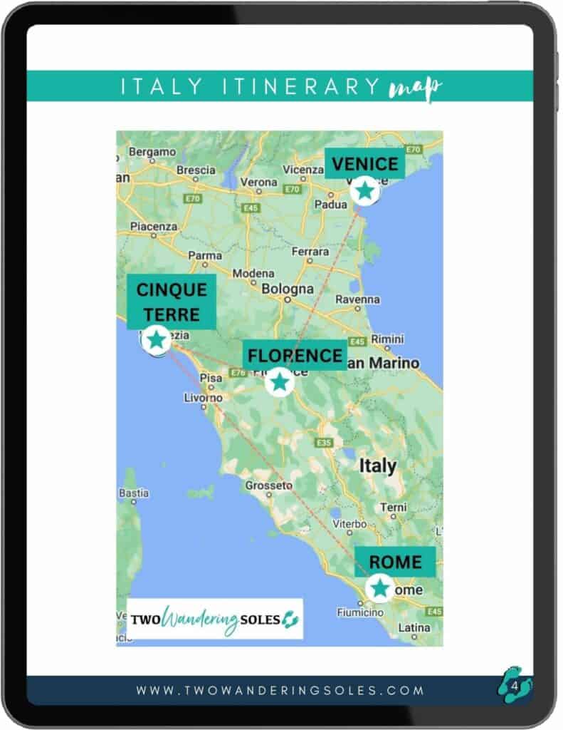 Classic Italy itinerary preview - map