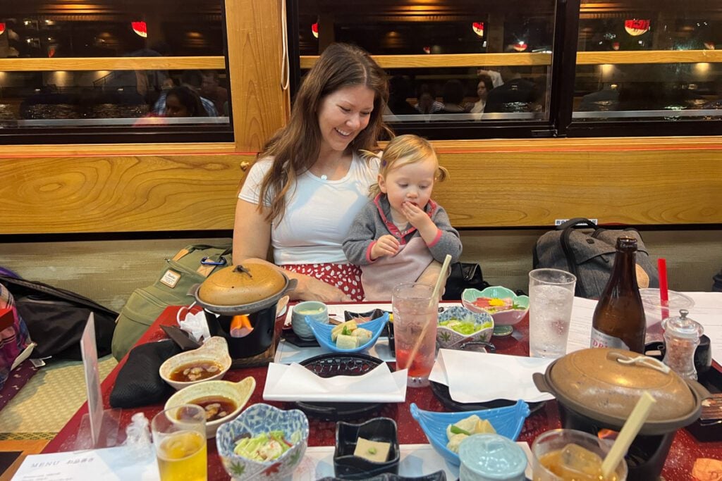 Eating on the Tokyo dinner cruise