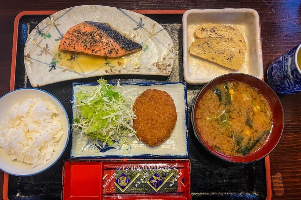 Breakfast Magome Chaya Guesthouse Nakasendo Japan