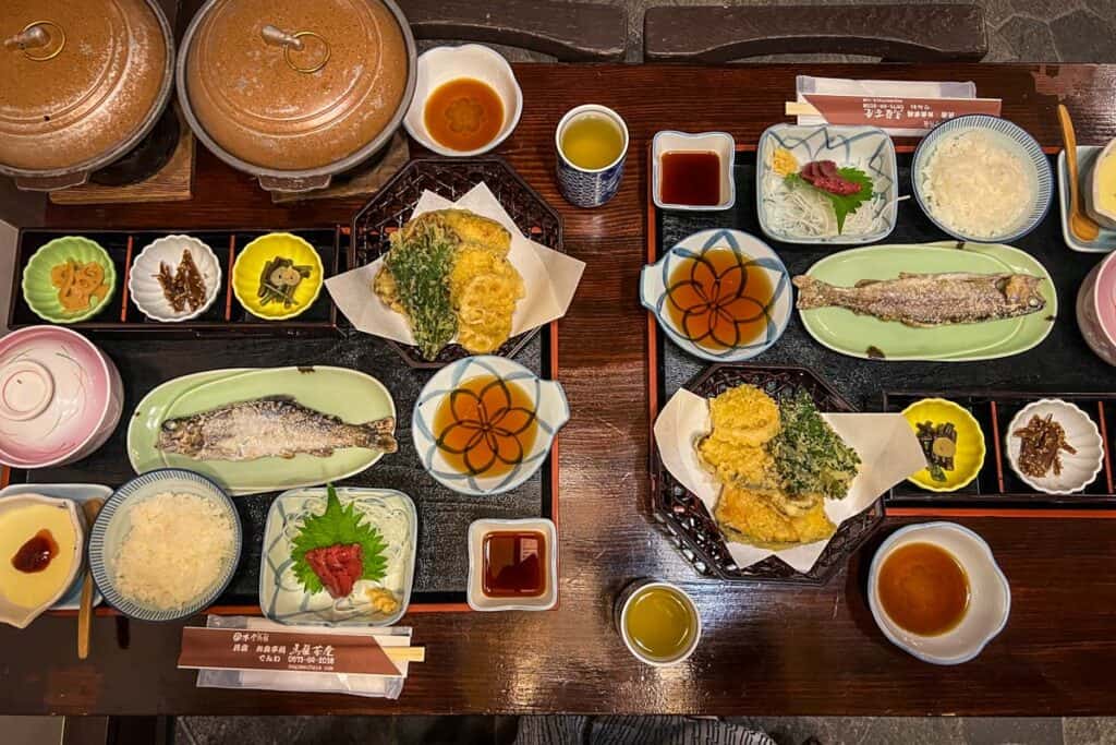 Dinner Magome Chaya Guesthouse Nakasendo Japan