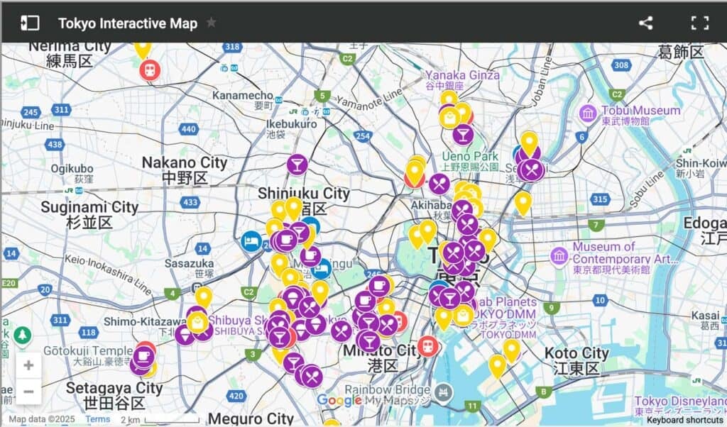 Things to Do in Tokyo Map