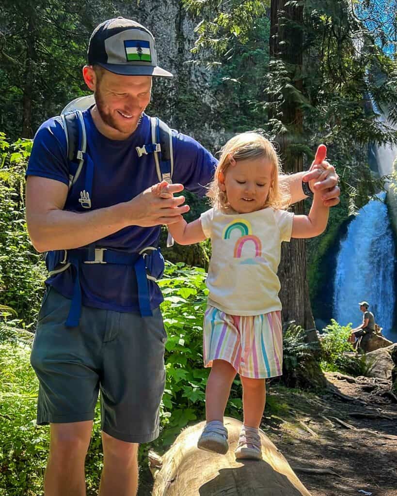 Hiking with a toddler log balance