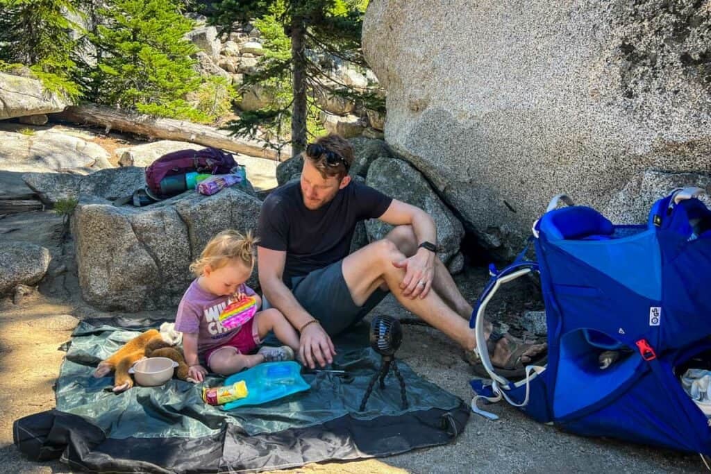 Hiking with a toddler snack break