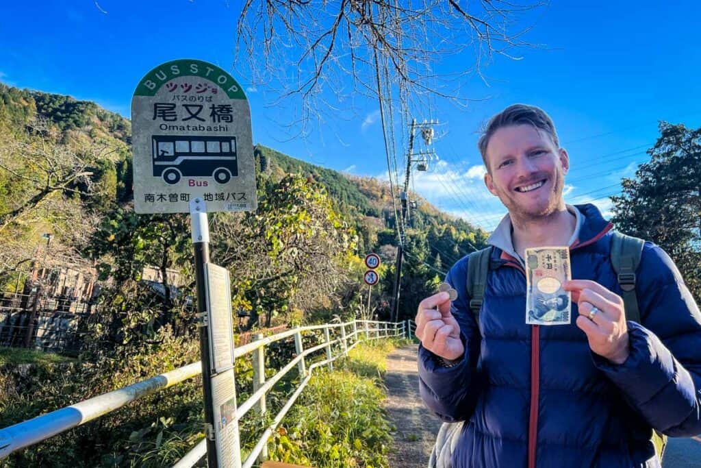 Bus stop Tsumago to Magome Nakasendo Trail Japan
