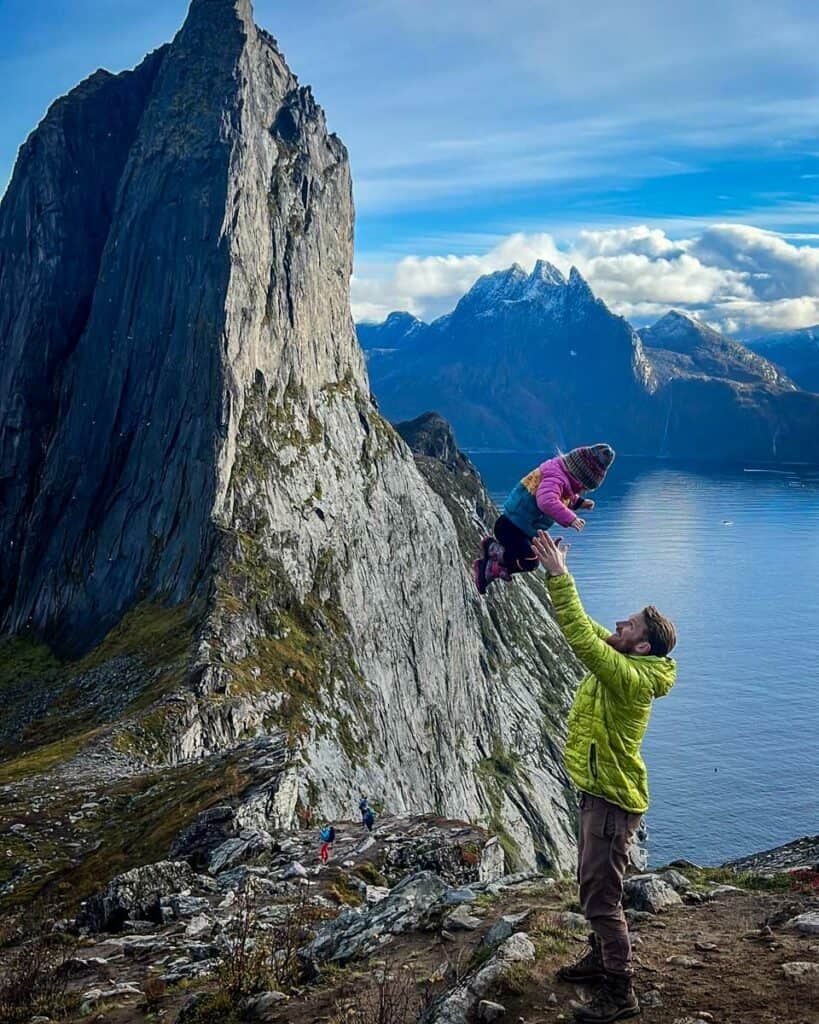 Hesten hike Senja Norway with a toddler